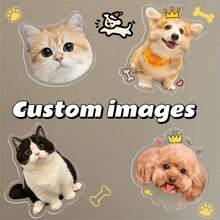 个性化亚克力冰箱贴，带宠物肖像，可爱猫狗卡通定制冰箱贴，创意亚克力磁性贴纸装饰，圣诞节礼物，感恩节礼物，情侣礼物，企业标志DIY - 5cm壓克力冰箱貼+磁片 - 查看 5