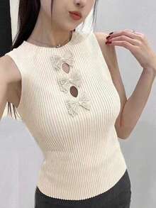 1 件女士针织仿领，黑色、白色、米色、绿色、黄色 - 條紋針織假領子 - 查看 13