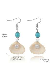 Natural Seashell Pearl Beaded Earrings - Bohemian Ocean Beach Vacation Jewelry, Colorful Statement Dangle Earrings For Women