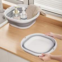 1pc Convenient And Stylish Foldable Washbasin, Portable Foldable Washbasin, Vegetable Washing, Underwear Washing, Foot Soaking Basin Can Be Used For Home, School, Office, Car, More Space Saving. Foldable Sink Basin Saves Space - Durable Plastic, Portable Foldable Washbasin, Suitable For Home, Dormitory, Camping