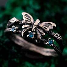 1 套复古情侣哥特式订婚戒指，古董银质分支戒指，男女通用巫师戒指，深色几何指环 - 彩色 - 查看 89