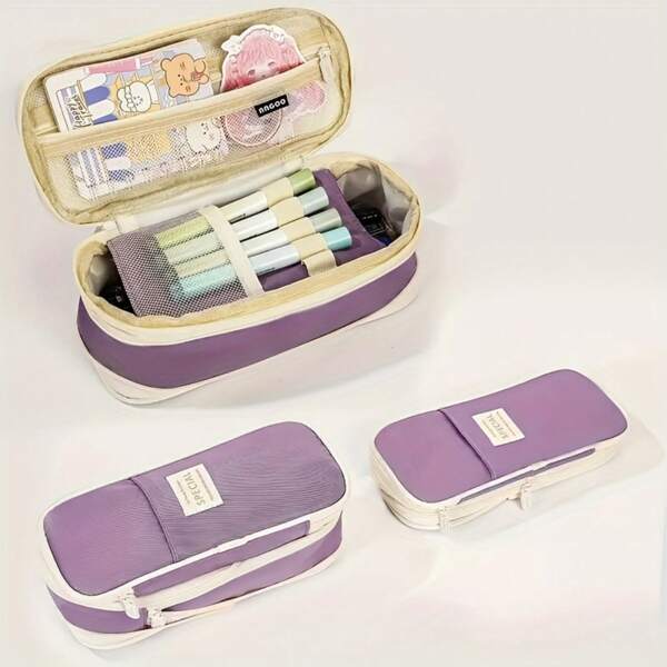 Large Capacity Pencil Case, Fashionable Pencil Box With Durable Zipper, Big Stationery Pencil Bag Suitable For Women And Men, Adult Portable Storage Organizer Pouch For College, Office, Travel (Multi-Color),Pencil Pouch,School Bag School Supplies,Back To School