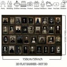 Banner Latar Belakang Potret Halloween 2D - Dekorasi Horor Rumah Gotik Latar Belakang Kain Pengubah Wajah Dekorasi Pesta Halloween - Beraneka warna - View 3