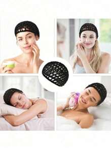1 Pieza de Gorro de Malla Hueco y Transpirable de unicolor para Mujer, Gorro de Dormir de Ganchillo Engrosado para el Cuidado del Cabello, Adecuado para Accesorios de Cabello de Uso Diario, Vuelta al Colegio, Accesorios de Viaje y Vacaciones para Mujer