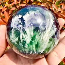 1 Piece Large Natural Snowflake Feather Rainbow Fluorite Crystal Ball ( 2.7-3.1inch ) - Bohemian Style Purple And White Marble Pattern Decorative Ball, Suitable For Home And Office, Christmas And Mother's Day Gift, Collectible Crystal Ornament - 1 Piece (7-8 Cm/2.7-3.1 Inches) - View 3