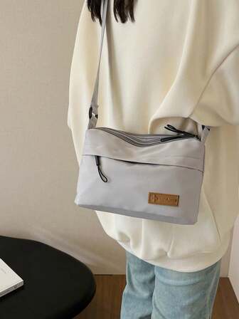 [1 个防水单肩包] 1 件 VMI 休闲尼龙单肩包，男女皆宜，可调节肩带，防水拉链单肩斜挎包，多口袋，纯色，涤纶衬里，适合购物、钱包、学院、年轻女性、大学生、初学者、白领。非常适合办公室、大学、工作、商务、通勤、户外活动、旅行和徒步旅行。