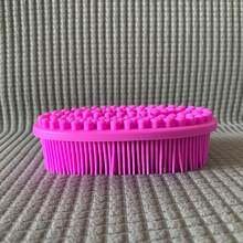 1个硅胶清洁刷，适用于淋浴、洗发、泡澡，双面清洁刷，按摩浴刷，浴室清洁工具 - 紫色 - 查看 7