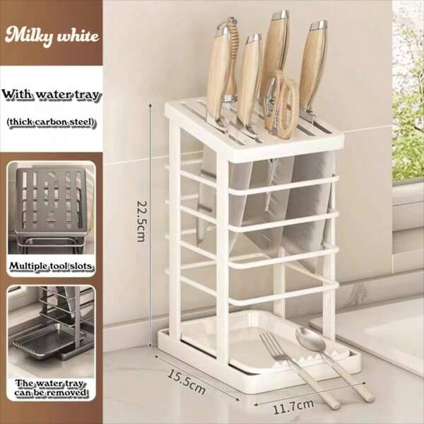 1pc Multipurpose Kitchen Knife Holder, Organizer & Drainer Set
