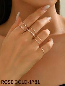 INN NEVV 1組時尚極簡可疊搭薄指環套組，適合日常佩戴