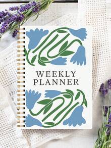 1 件 A5 未注明日期的每周计划本，简单的螺旋式每日笔记本议程，带有时间段、感恩、情绪和锻炼追踪器，96 页，办公室和个人组织者，办公室和学校用品，返校