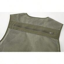 Men's Mesh Breathable Openwork Camouflage Journalist Photographer Fishing Vest Waistcoat CoatChristmas FW4R - Light Khaki - 查看 11