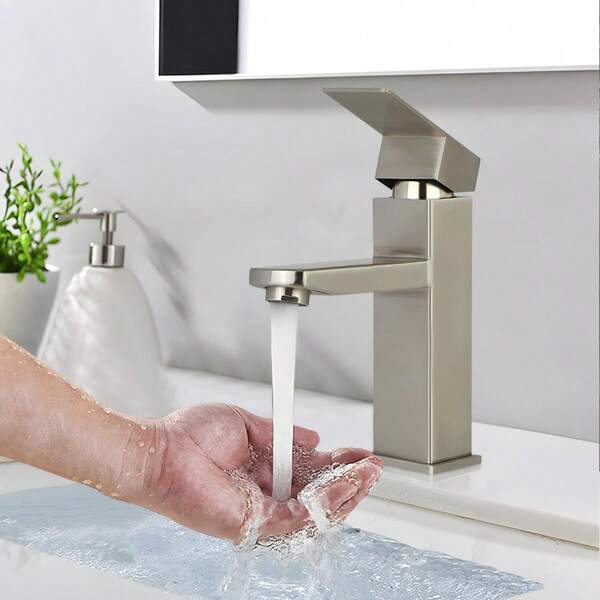 Deboola Grifo para Lavabo de Baño - Grifo de alta Presión para Water Caliente y Fría Grifo Mezclador de Acero Inoxidable Grifo para Baño WC Cocina y Lavabo Níquel Cepillado