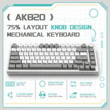ATTACK SHARK AJAZZ AK820 75% Wired Mechanical Gaming Keyboard, With Knob, Hot-Swappable Switches, Customizable Keycaps, RGB Backlit, Anti-Ghosting, Linear Switches, Suitable For PC/Win, Christmas Gift, New Year 2026 Gift - Purple Blue White/Gray White Yellow/Gray White/White Gray/Black/White - Multicolor - View 15