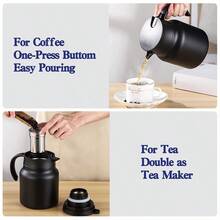 1L(34OZ) Thermal Coffee Carafe Tea Pot Stainless Steel, Double Wall Vacuum Insulated, Coffee  For Coffee Milk Tea - Multicolor - View 5