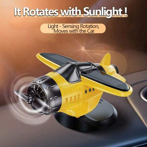 1 buc. Decorațiune de bord auto cu energie solară, rotativă multicoloră, pentru avion, cadou creativ unic pentru bărbați, rotire la 360 de grade