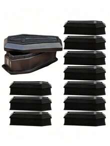 10 piezas Caja de ataúd decoración de Halloween, estatua de ataúd prop de casa embrujada, artículos de broma divertidos, accesorio de decoración del hogar, modelo de paisaje, caja de ataúd de plástico para decoración de casa embrujada de Halloween