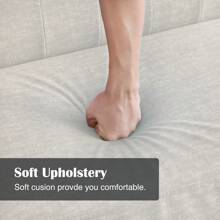 Divano moderno a due posti con rivestimento in lino e gambe in legno per piccoli spazi, soggiorno, camera da letto, sala giochi