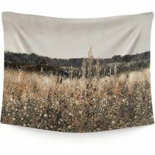 Nature Landscape Tapestry,Antique Field Country Tapestry,Vintage Wall Art Decor Rustic Farmhouse Tapestries Wall Hanging Decoration For Bedroom,Living Room,Dorm - 野花田野掛毯 - 查看 1