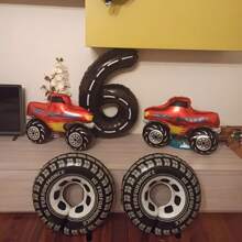 10pcs Racing Car Theme Birthday Party Decorations Set, Includes 40-Inch Number Balloon, Pickup Truck, Tire Shaped Foil Balloons, Make Your Party More Fun