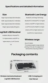 Logitech Teclado inalámbrico K75M, eje de mármol, teclas cómodas, consola inteligente, diseño compacto, teclas intercambiables en caliente, blanco - Blanco - Ver 7