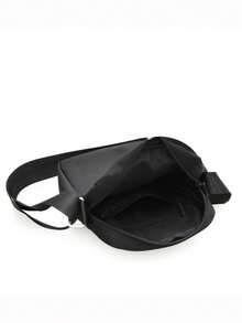 1pc 单肩斜挎包男士休闲商务男士单肩包简约大容量单肩包 - 黑色 - 查看 10