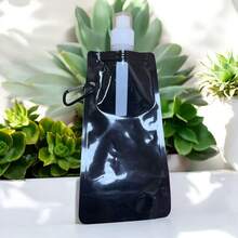 KIT 2 PIECES Foldable, Flexible And Reusable Squeeze Water Bottle - BLACK - View 3