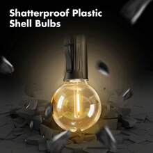 10/25/50/100/200FT G40 Indoor & Outdoor String Lights, 2700K Warm White, Shatter-Resistant LED Spherical Bulbs, Vintage & Chic Round Ball Light Strings, Easy To Install, Perfect For Porch, Backyard,Outdoor Camping, House BBQ, Party,  New Year, Valentine's Dayn And Winter Garden Decorations. - US A Type Plug(110-127V) - View 5