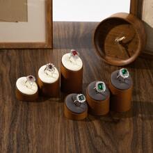 Oirlv 3 PiecesSolid Wood Bevel Ring Display Stand Retro Ring Display Stand Window Display Props Microfiber Ring Holder