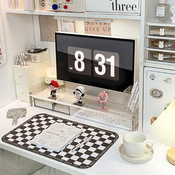 1 pièce Support de moniteur transparent en acrylique, rehausseur de bureau pour ordinateur portable, organisateur de bureau pour dortoir et bureau
