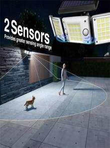 A Pack Of 1 Outdoor Solar Wall Light With 5 Heads, Featuring A Freely Rotating Design For A Wide Illumination Range, 2-Person Sensor, 3 Remote Control Modes, A Large Solar Panel For Charging, Extended Standby Time, Easy Installation, Suitable For Porch Wall Lighting.