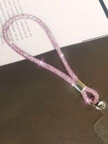 1 قطعة سلسلة معصم مرصعة بالراين كريستال، ديكور علوي فاخر مرصع بالراين، حزام هاتف قصير عصري، سلسلة كاميرا مضادة للفقد