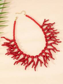 1pc Women Summer Beach Ocean Coral Shell Necklace - Coral - View 3
