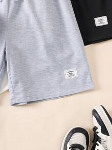 3件套青少年男童时尚休闲运动短裤，仿抽绳松紧腰带，轻薄针织面料，适合春夏上学、户外活动、骑行、跑步、日常穿着。 - 彩色 - 查看 7