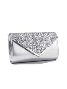 Women's Fashion Versatile Sparkling Elegant Clutch Handbag, Evening Bag, Chain Shoulder Bag, Dress Bag, Water Droplets Crystal Tassel Long Pendant Necklace Earrings 4pcs Set, Party Jewelry Accessories