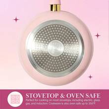 Juego de utensilios de cocina con tapa de borde dorado, 12 piezas, rosa - Rosa - Ver 5