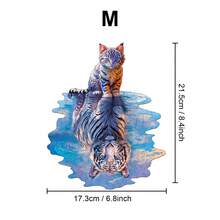WOODBESTS Cat Tiger -Wooden Puzzles, Unique Shaped Puzzles, Distinctive Party Game Gifts, Irregular Animal-Shaped Wooden Puzzles, Decorative Art Prints, Desktop Magic Puzzles, Unique Children's Educational Puzzles, Holiday Gifts, Wooden Puzzles For Adults, Back-To-School Gifts, New Year Gifts, Birthday Gifts (2D Puzzles) - 彩色 - 查看 10