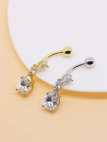 1pc 14G Dangle Belly Button Ring For Women Girls Stainless Steel Belly Button Navel Piercing CZ Dangle Belly Piercing Body Jewelry