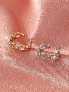 1pc Geometric Hollow Ear Clip, Fashionable Minimalist & Personalized Earcuff, No Ear Piercing Required - Hollow Ear Clip - View 5