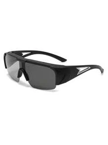 1 Pair Plus Size Men's Solid Color Sporty Clip-On Windproof Photochromic Unisex Fashion Glasses, Versatile For Daily Use Back To School Fashionable Preppy School Look