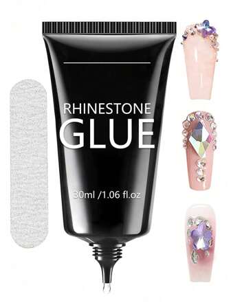 30 ml superstarkt nagelkonst-strasslim, lämpligt för 3D-nageldekoration, glänsande gel, nagelkonst med ädelstenar, diamantnaglar, kräver UV/LED-härdning, skönhetsgåva