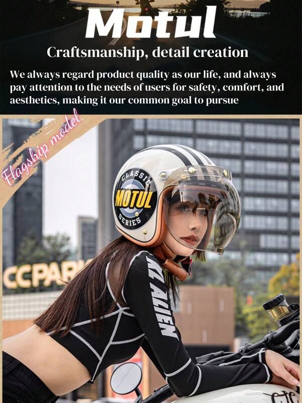 AD Motorcycle Helmet Retro Style With Anti-UV Inner Lens Moto Casco Outside Riding Helmet