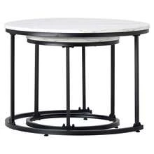 Juego de 2 mesas de centro redondas, mesa de centro para sala de estar, mesa auxiliar redonda anidada, 2 mesas auxiliares redondas (roble) - mármol + MDF - Ver 10