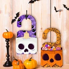 1 件和 2 件，木制万圣节门挂饰 - 经典南瓜和骷髅图案，易于悬挂，非常适合门、卧室、浴室和节日庆祝活动，万圣节装饰