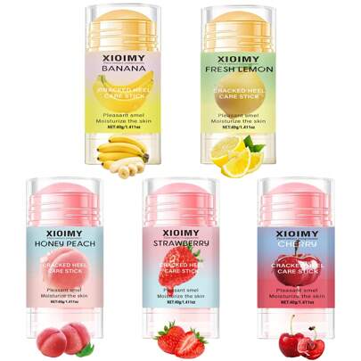 Xioimy 5pcs Fruit Foot Cream Gift Set,Alcohol-Free, Hypoallergenic, Moisturizing & Nourishing, Natural Fruit Extract, Deeply Hydrating & Smoothing For Dry, Rough Skin, Suitable For All Skin Types