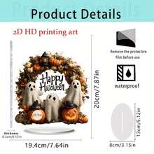 1 Piece Happy Halloween Ghost Pumpkin Wreath Style Ornaments 2D Acrylic Table Centerpiece Courtyard Garden, Bedroom Living Room Window Artwork Ornaments Suitable For Halloween Party Gathering Banquet Surprise Gift Decorations - Multicolor - View 7