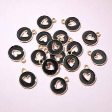 20 peças 15x12mm esmalte dupla face coração vazado pingente faça você mesmo acessórios para fazer joias pulseira brincos colar