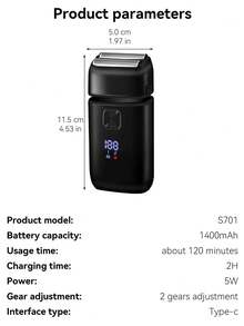 [Electric Shavers] 2-In-1 Electric Shavers For Men | Wet Dry, Foil Blade, Popup Trimmer, Rechargeable Cordless Beard Trimmer, Double Floating Blades With 2 Adjustable Speed & LED Display - Gifts For Men Husband Dad - Multicolor - View 10