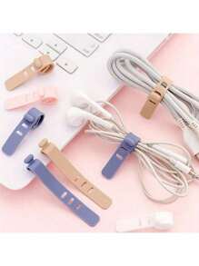 10 件装 73 毫米/10 毫米可重复使用紧固线束线带，适用于耳机鼠标线绕线器，便携式柔软硅胶电线整理器 - 彩色 - 查看 8