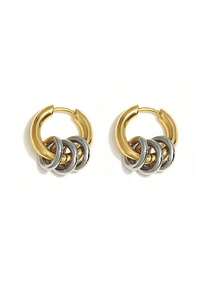 时尚新款链条流苏环形耳环不锈钢环形耳环女士朋克酷炫双色不锈钢粗款珠宝配饰 - 彩色 - 查看 13