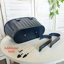 复古做旧印花椭圆铁艺吊花盆阳台金属花桶轨道花盆多肉绿植花盆黑色田园铁皮装饰花盆